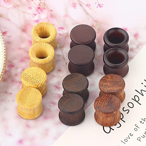 12pcs Wooden Gauges For Ear Nature Wood Tunnels Earrings Plugs Vintage Body Piercings Saddle Stretchers Set 2G-20mm - style: #1 12mm=1/2''