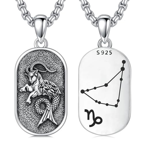 SIMONLY Zodiac Necklace 925 Sterling Silver Constellation Necklace Zodiac Sign Necklaces Horoscope Jewelry Christmas Birthday Astrology Gifts for Women Men Unisex - style: Capricorn