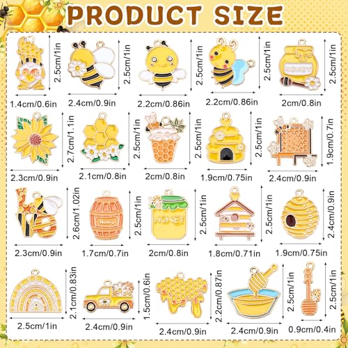 40Pcs/20 Pairs Bee Charms for Jewelry Making Gifts | Assorted Honeycomb Honeybee Charms, Bee Enamel Charms Pendants, Necklace Bracelet Keychains Making, DIY Crafts Supplies - style: Bee