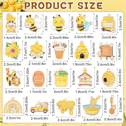 40Pcs/20 Pairs Bee Charms for Jewelry Making Gifts | Assorted Honeycomb Honeybee Charms, Bee Enamel Charms Pendants, Necklace Bracelet Keychains Making, DIY Crafts Supplies - style: Bee