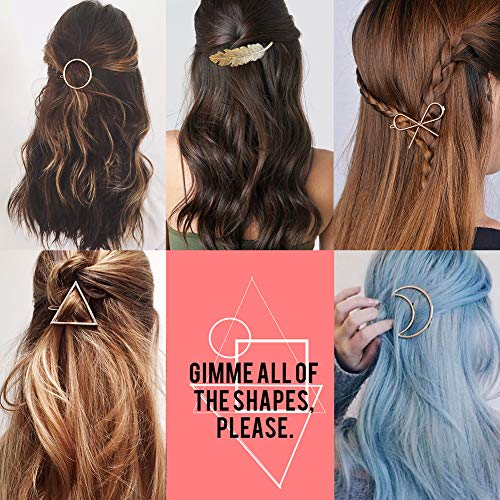 Gold Silver Minimalist Hair Clips Dainty Feather Hollow Hair Clips Set Hair Accessories for Women Geometric Barrette