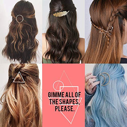 Gold Silver Minimalist Hair Clips Dainty Feather Hollow Hair Clips Set Hair Accessories for Women Geometric Barrette