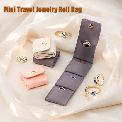 Mini Travel Jewelry Bag, Mini Travel Jewelry Roll Bag with Buckle, Jewelry Rolls (pink) - color: pink-1PCS