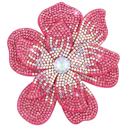 3.74 Inches Rhinestone Camellia Flower Brooch Pins & Hair Clips for Women Elegant Created Crystal Lapel Pin Brooches Wedding Party - color: Rose