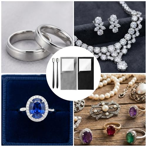 Jewelry Cleaning Cloth, Jewelry Cleaning Brush Silver Polishing Cloth, Sterling Silver Polishing Cloths Clean Brush for Silverware, Diamonds