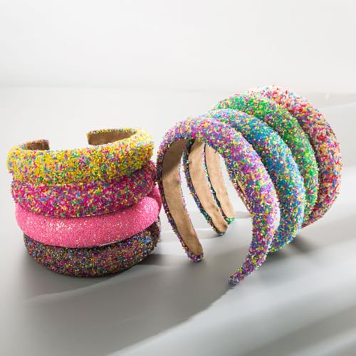 Padded Headbands for Women Non Slip Headband Wide Fashion Womens Headbands Cute Hair Bands Hair Hoops Hair Glitter Birthday Hair Accessories for Girls - color: Red