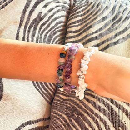 Customized Name Bracelet for Couples, Family, Friends, Personalized Bracelet with Names, Crystal Beads and elastic stretch - style: Chip Stones