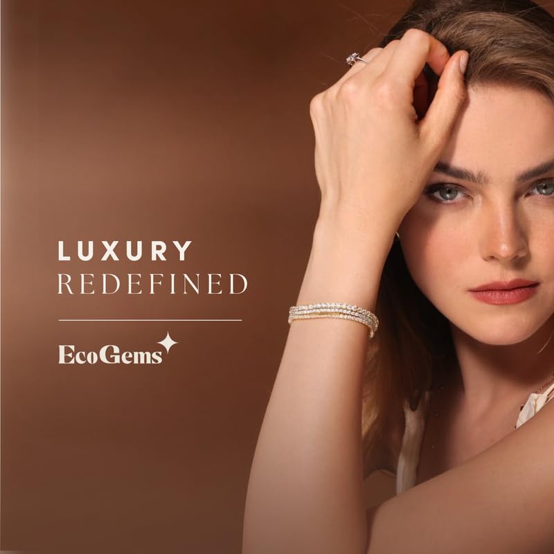 Moissanite Tennis Bracelet, 2.15-14.50 CTTW, 18K Gold Plated, 6-7.5 in | Round Brilliant Cut, 4 Prong Setting, Secure Box Clasp, 925 Sterling Silver, No Nickel or Lead, Gift for Men & Women