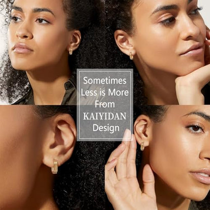 2 Pairs Gold/Silver Hoop Earrings For Women Set Trendy,14K Plated Gold Chunky Huggie Hoop Earings Pack,Oval Twisted Statement Silver Hoops,Fashion Jewelry Gift - color: 15) triple hoop