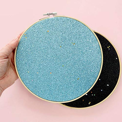 Wall Hanging Brooch Jewelry Storage Display Stand Enamel Pin Display Holder Earrings Necklace Glitter Pin Display Board with stars, Pin Collection Display, Canvas/leather Embroidery Hoop (Blue) - color: Blue