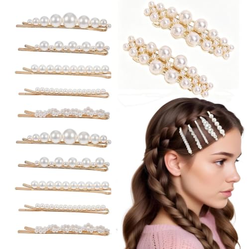 Pearl Fashion 12pcs Hair Clips Set Hair Accessories for Girls and Ladies, Cute Hair Barrettes Bobby Pins, Hairpin Headwear Styling Tools, Gifts for Women Girls Decorative Wedding