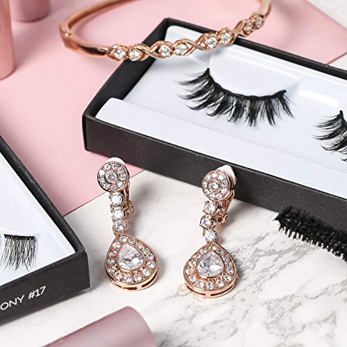 Bling Jewelry Statement Teardrop Cubic Zirconia AAA CZ Dangle Chandelier Screw Clip On Earrings For Women Silver Plated More Colors - color: Gold