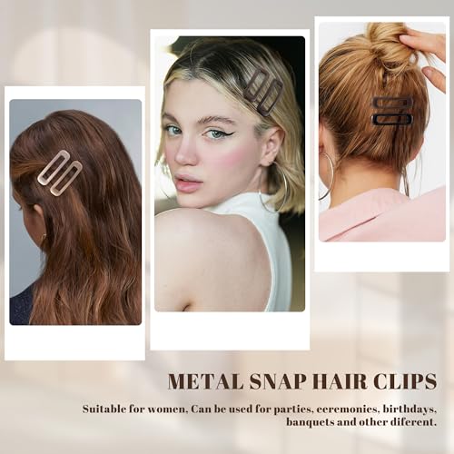 20 PCS Small Rectangle Hair Barrettes For Women Non Slips Snap Clips For Thin Fine Hair,Bright Black Brown Beige,1.97 x 0.55Inch - color: Bright Black Brown Beige