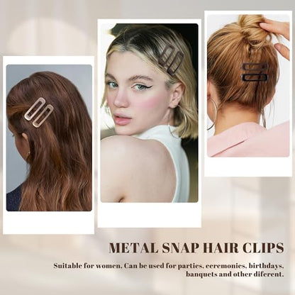 20 PCS Small Rectangle Hair Barrettes For Women Non Slips Snap Clips For Thin Fine Hair,Bright Black Brown Beige,1.97 x 0.55Inch - color: Bright Black Brown Beige