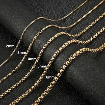 HZMAN 2-6mm Rolo Chain for Men Women Stainless Steel Men's Chain Necklace Round Box Link Chain Necklace 16-30 Inch - color: Gold, size: 26in, style: 2mm