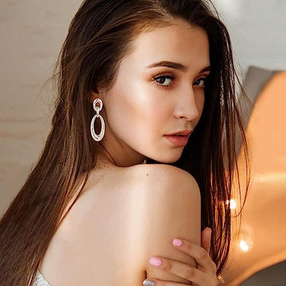 MUYAN Gold Clip On Drop Earrings for Women Non Piercing Dangle Earrings Fashion Jewelry - color: E Clip Silver