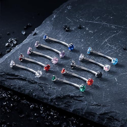 16G Astm F136 Titanium Eyebrow Piercing Jewelry Curved Barbell Eyebrow Ring Vertical Labret Lip Jewelry Daith Rook Earrings Navel Small Belly Button Ring Piercing Jewelry for Women Men CZ - style: 16G, 6MM Length, AB CZ