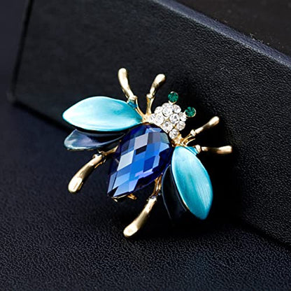 seven wolves Women Crystal Bouquet Brooch Pin All-Match Accessories Rhinestone Brooches and Pins - color: Blue C