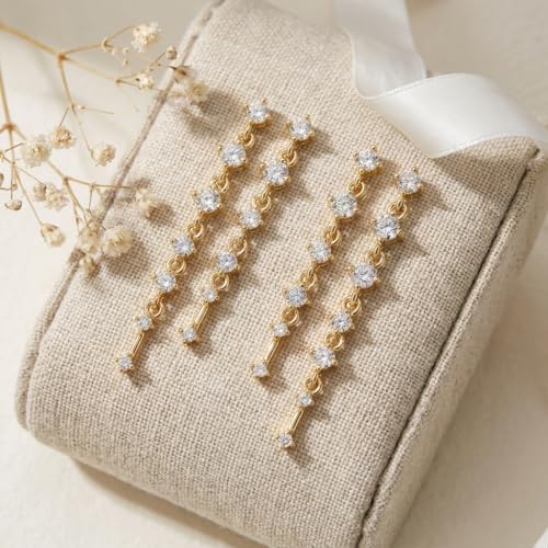 Sonateomber Gold Silver Pearl Rhinestone Dangle Earrings for Women, Elegant CZ Leaf Butterfly Bridal Earings Prom Wedding Fashion Jewelry Gift - color: Double Gold