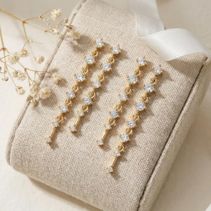 Sonateomber Gold Silver Pearl Rhinestone Dangle Earrings for Women, Elegant CZ Leaf Butterfly Bridal Earings Prom Wedding Fashion Jewelry Gift - color: Double Gold