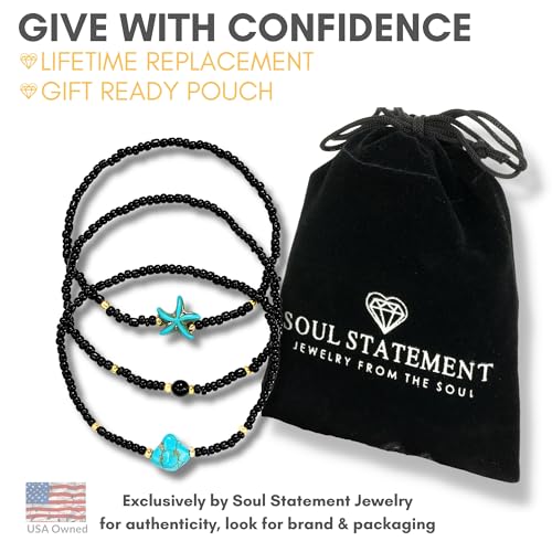 Boho Shell Anklets for Women, 3-Pack Layered Waterproof Ankle Bracelet, Seashell & Starfish Bead Foot Jewelry for Summer Beach Outfits - color: Starfish Black