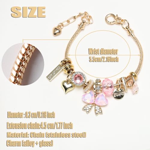 DS Charm Bracelets for teen girls exquisite cute cartoon friendship bracelet Gold Stainless Steel Bangle birthday Gift box Adjustable little girls kids jewelry holiday gifts - style: GOLD-5