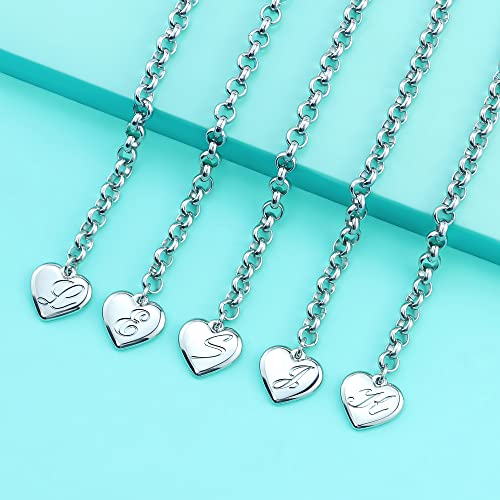 Monily Birthday Gifts for Women Initial Charm Bracelets for Women Letters Alphabet Heart Bracelet for Women - color: N: Heart