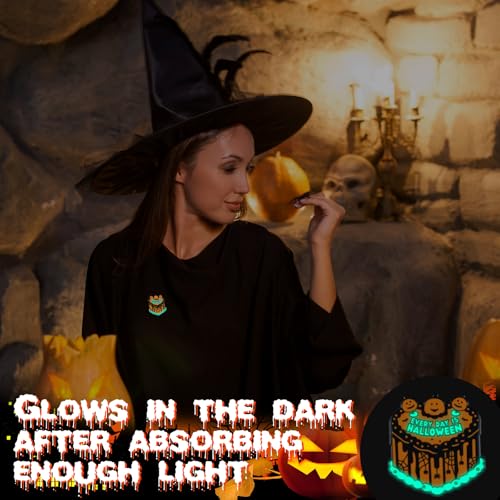 Liliaafar 36 Pieces Halloween Enamel Pins Set Grow in the Dark Halloween Lapel Pins Bulk for Backpacks Clothing Hat Bag Gifts - style: Pumpkin Cake