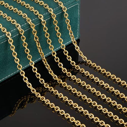 UMAOKANG Gold Cable Chain for Jewelry Making Stainless Steel Bulk Chains | 5 Meters Permanent Jewelry Chains Diamond Cut PVD Gold Plating Link Chain on Spool with Jump Rings Lobster Clasps - color: 1.6 Gold Cable