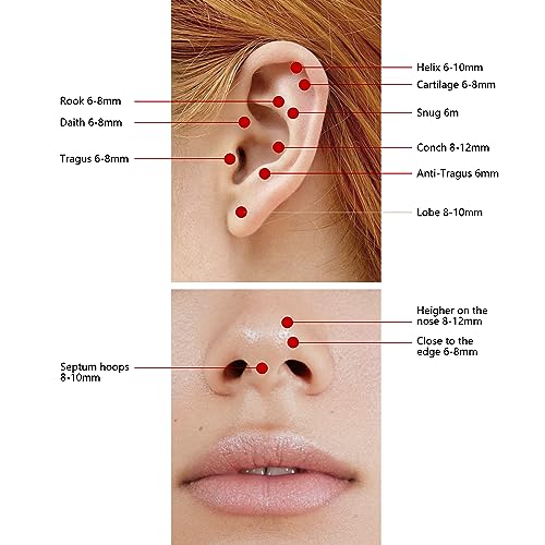 Nose Rings for Women, Gold Hypoallergenic Nose Ring Hoop, 316L Surgical Steel Septum Cartilage Earring, 20G 18G 16G 14 Guage Diameter 5mm to 16mm Body Piercing Lip Jewelry - color: Gold Plated, size: Inner Diameter: 7 mm