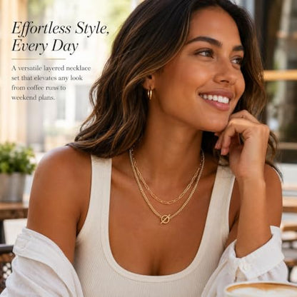 Gold Neklace Stack Dainty Gold Herringbone Necklace for Women Layered Paperclip Chain Necklaces Rhinestone Drop Simple Jewelry Gifts for Women - color: A9:2pcs