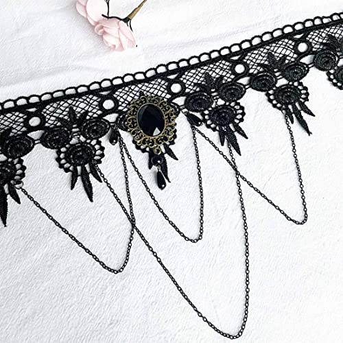 Black Sexy Lace Choker Necklaces Gothic Tassel Collar Choker Halloween Party Accessories for Women - color: Black necklace 1