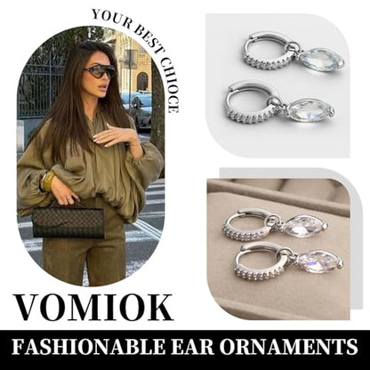 14K Gold Plated Dangle Hoop Earrings for Women | Bridal Small Dangle Gold Earrings Cubic Zirconia Huggie Drop Trendy Fashion Leopard Print Women's Jewelry - color: Silver-D