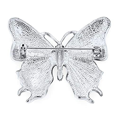 Bling Jewelry Large Statement Crystal Accent Yellow Orange Golden Aqua Blue Black Clear Garden Dragonfly Firefly Fluttering Filigree Butterfly Brooch Scarf Pin For Women And Teens Silver Gold Plated - color: Dark Blue