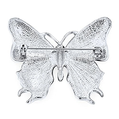 Bling Jewelry Large Statement Crystal Accent Yellow Orange Golden Aqua Blue Black Clear Garden Dragonfly Firefly Fluttering Filigree Butterfly Brooch Scarf Pin For Women And Teens Silver Gold Plated - color: Dark Blue