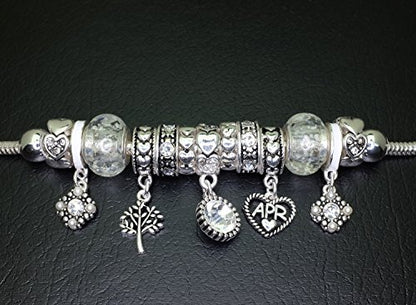 Falari Birthstone Bracelet Multi-Color Charm Beads Silvertone Birthday Gifts for Women - color: 04-April