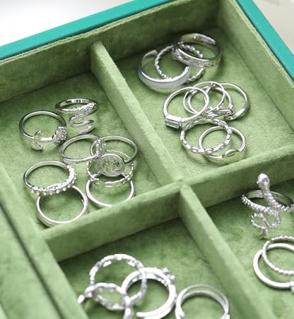 iF YOU 25 Pcs Gold Stackable Ring Set for Women, Chunky Knuckle Finger Midi Rings, Silver Simple Stacking Cute Rings Pack Trendy Stuff Jewelry Gift - style: 30 Silver snake rings
