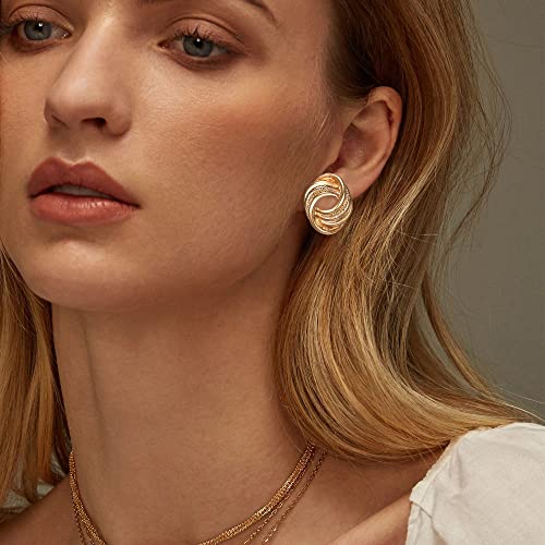 FANZE 2 Pairs Matte Gold Sliver Clip on Earrings for Women No Piercing | No Piercing Button Earring Comfortable Fashion Jewelry Gift - color: Set-5