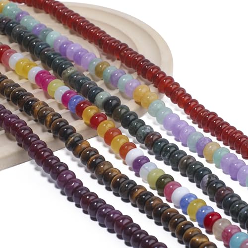 Songxi 5x8mm Natural Blue Sesame Jasper Stone Rondelle Beads, 75PCS Spacer Round Loose Abacus Beads for Jewelry Making, Gemstone for Bracelet Necklace Earrings, Arts and Crafts - color: Blue Sesame Jasper
