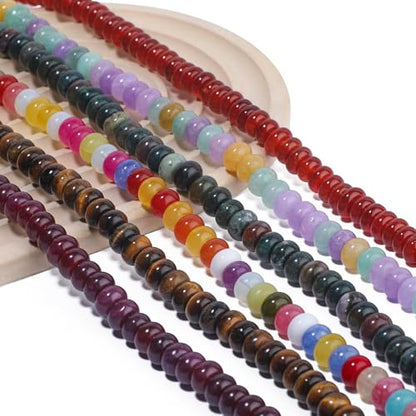 Songxi 5x8mm Natural Blue Sesame Jasper Stone Rondelle Beads, 75PCS Spacer Round Loose Abacus Beads for Jewelry Making, Gemstone for Bracelet Necklace Earrings, Arts and Crafts - color: Blue Sesame Jasper