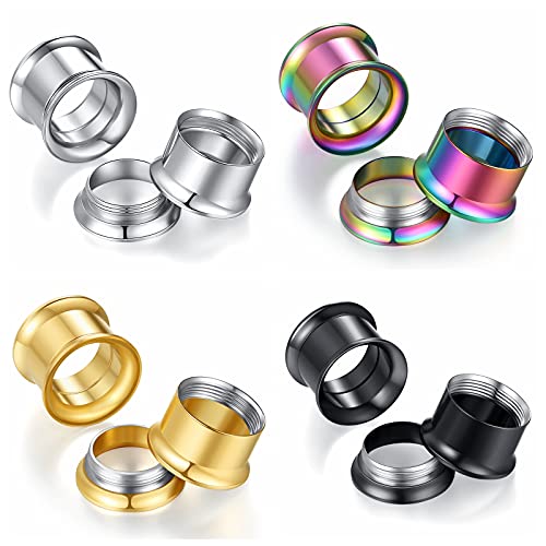 WBRWP Unisex Women 6pcs/8pcs-3pairs/4pairs Hollow Zircon Stainless Steel Screw Ear Plugs Tunnels with ZirconEar Plugs Tunnels - Ear Expander - Ear Gauges Stretcher Body Piercing 8g-5/8 - color: 4pairs(8pcs) Hollow Tunnels set