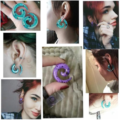 Acrylic Spiral Snail Ear Tapers Plugs Tunnels Expander Gauges Twist Earrings Stretching Hanger Body Piercings Jewelry 2 Pairs Set Purple Green Color Y2K Jewelry - size: 6g (4mm)