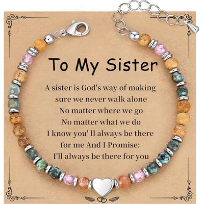 Best Friend Bracelet Gifts for Women Sister Bestie, Christmas Gift for Teens Mom Daughter Granddaughter Birthday Gift for Her Stocking Stuffers - color: African Turquoise-Sister