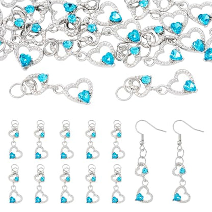Elecrelive Crystal Heart Charms Rhinestone Heart Pendants Valentine Charms for Necklace Bracelet Earring Wedding Jewelry - color: Deep Sky Blue