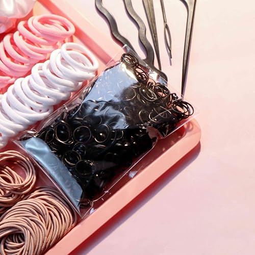 YANRONG Hair Accessories Set: 755PCS Seamless Ponytail Holders, Scrunchies, Hair Bands, and Hair Ties for Thick and Curly Hair (Gradient Powder) - color: 755PCS (gradient powder)
