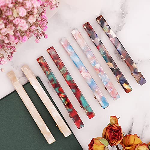 Cobahom 12 Pcs 3.15 Inch Leopard Print Hair Clips Metal Duckbill Clips | Cellulose Acetate Duck Teeth Hair Pins for Thin Thick Hair, Chic Tortoise Shell Hair Barrettes for Women and Girls - color: 12 Pcs White&Red&Blue&Pink