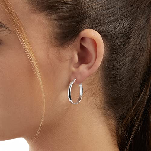 Amazon Essentials 14K Gold or Sterling Silver Plated Polished Dome Hoop - color: Silver, size: 25 mm