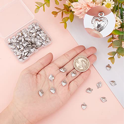 SUNNYCLUE 1 Box 100Pcs Stainless Steel Heart Charms Hearts Charm Love Small Double Sided Puffy Valentine Mother's Day Charms for Jewelry Making Charm Necklace Bracelet Earrings DIY Supplies 12x9mm - color: 1 Box 100pcs Puffy Heart Charms