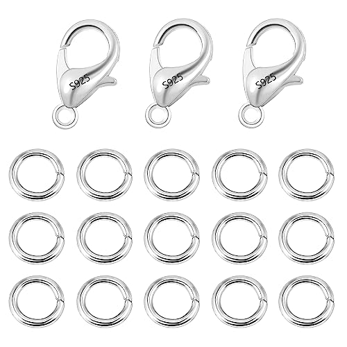 925 Sterling Silver Lobster Claw Clasps with Open Jump Rings Jewelry Making | 23PCS Small Lobster Claw Jump Rings Necklace Chains Connect Link Repair kit Supplies 925 Jewelry Findings Replacement Set - color: 23PcsA