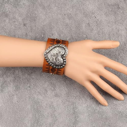 Jeilwiy Punk Leather Wristbands for Men Bracelets Handmade Wide Cuff Bangle Braided Jewelry Black Brown Adjustable - Punk Father's Gifts - color: 04 Leather Cuff Bracelet Brown